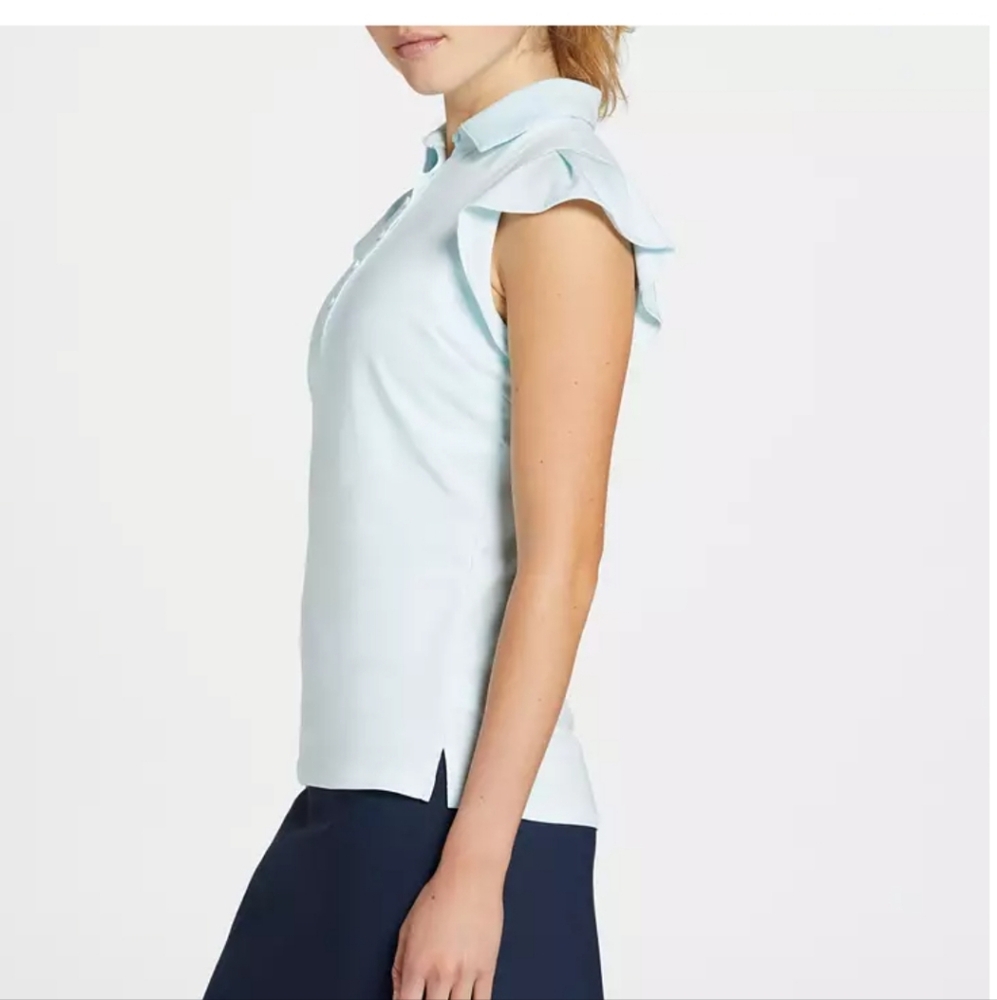 Walter Hagen Women's Clubhouse Flutter Sleeve Golf Shirt, size M, Light Blue NWT - Picture 3 of 10